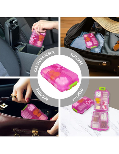 Organizador de Pastillas iouwei Rosa 7 Días con Etiquetas