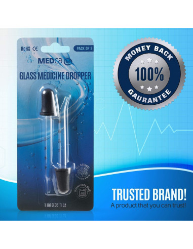 Gotero de vidrio MEDca - Paquete de 2 - 1 mL