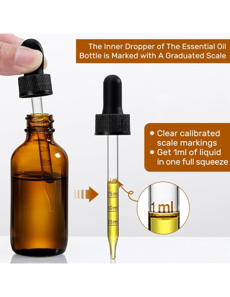 Botellas de vidrio ámbar 60ml con gotero - Paquete de 4