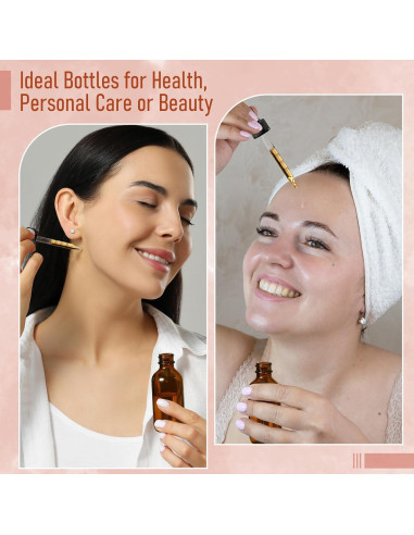 Botellas de vidrio ámbar 60ml con gotero - Paquete de 4