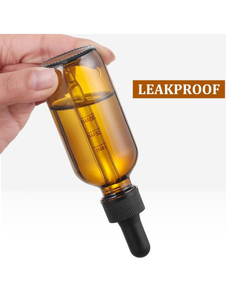 Botellas de vidrio ámbar 60ml con gotero - Paquete de 4