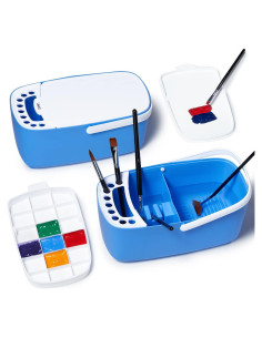 GAMENOTE Limpiador de Pinceles Azul con Paleta y Soporte