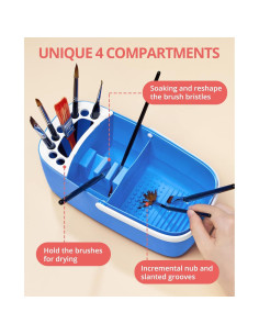 GAMENOTE Limpiador de Pinceles Azul con Paleta y Soporte 2