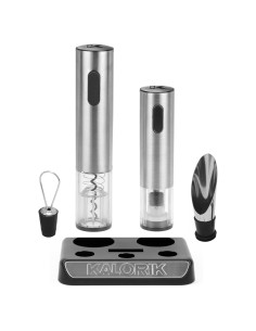 Juego de Vino Kalorik con Abrebotellas y Conservador Gris