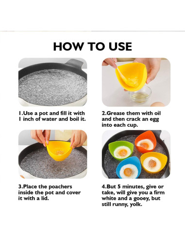 Cocinero de Huevos Pochados KRGMNHR Silicona Antideslizante