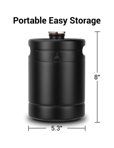 Growler Mini Gancowise 1.89L Acero Inoxidable Negro Mate