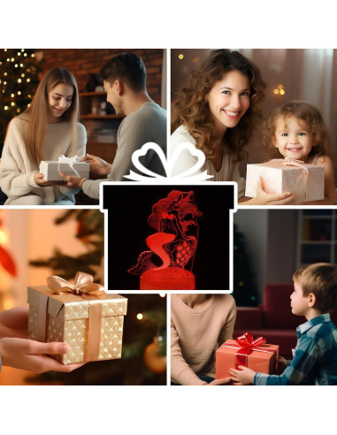 Lámpara Nocturna 3D Sirena SHWKMOPPE 16 Colores Control Remoto