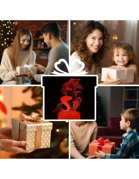 Lámpara Nocturna 3D Sirena SHWKMOPPE 16 Colores Control Remoto