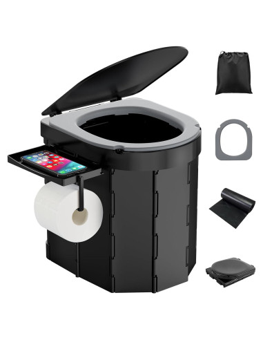 Inodoro Portátil PAHTTO Plegable con Cojín y Estante