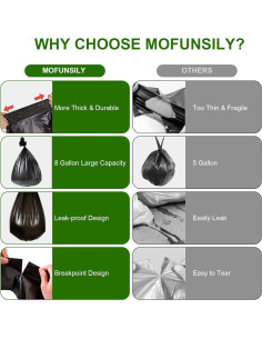 80 Bolsas de Baño Compostables MOFUNSILY 30L para Camping 2