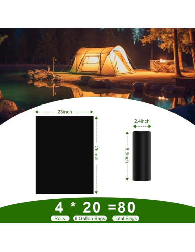 80 Bolsas de Baño Compostables MOFUNSILY 30L para Camping