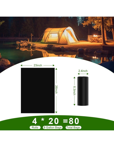 80 Bolsas de Baño Compostables MOFUNSILY 30L para Camping