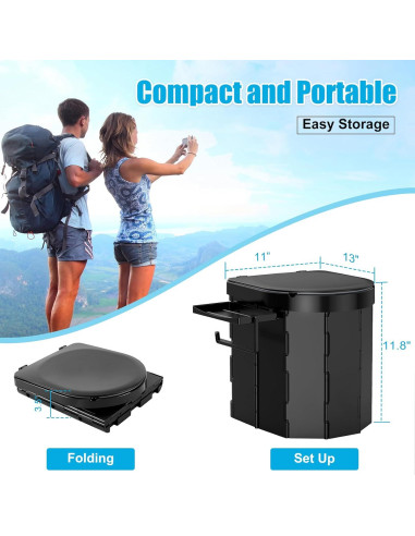Inodoro Portátil PAHTTO Plegable con Cojín y Estante