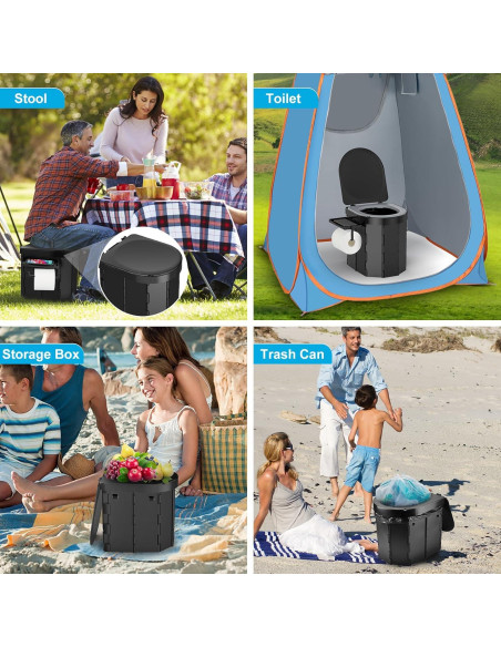 Inodoro Portátil PAHTTO Plegable con Cojín y Estante