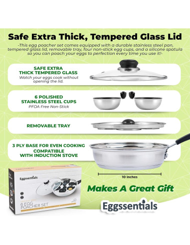 Sartén Antiadherente Eggssentials para 6 Huevos Poached