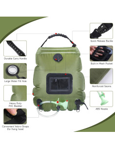 Bolsa de Ducha Solar Portátil HISFFOG 20L con Manguera 2