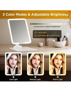 Espejo de Maquillaje Iluminado GREENFROM 19x13 cm Plegable 2