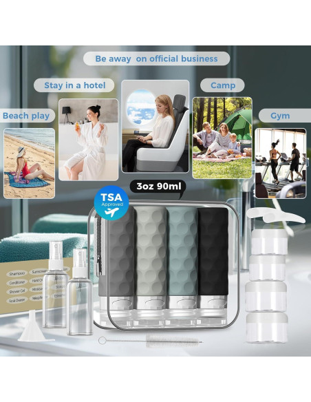 Set de 16 Botellas de Viaje Silevoler Aprobadas por TSA