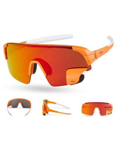 Gafas de Ciclismo TriEye Naranjas con Espejo Retrovisor UV-400