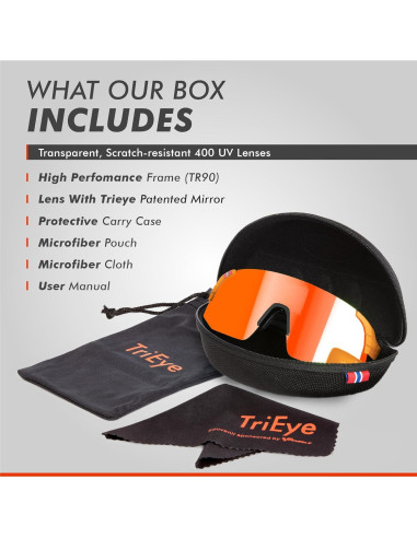 Gafas de Ciclismo TriEye Naranjas con Espejo Retrovisor UV-400