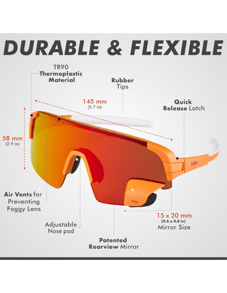 Gafas de Ciclismo TriEye Naranjas con Espejo Retrovisor UV-400