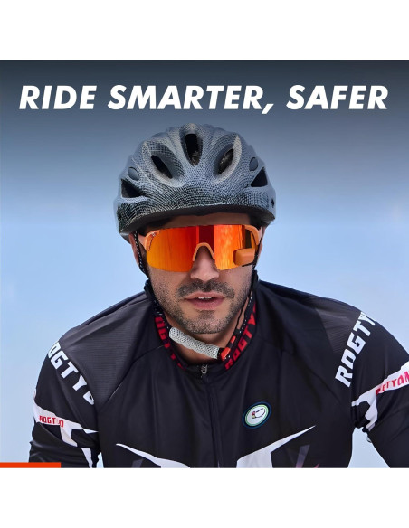 Gafas de Ciclismo TriEye Naranjas con Espejo Retrovisor UV-400