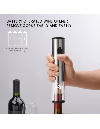 CIRCLE JOY Abridor de Vino Eléctrico Acero Inoxidable 328g