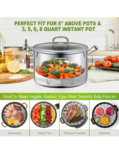 Cesta de Vapor Pavsrmy Acero Inoxidable Expandible 15-23 cm