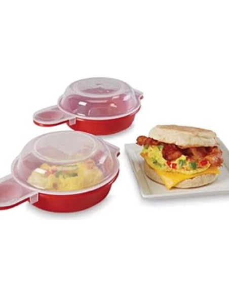 Cocedor de Huevos HORNO Set de 2 Antiadherente Rojo