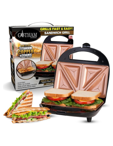 Sandwichera Antiadherente Gotham Steel 2 en 1 para 4 Sándwiches