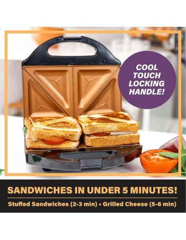 Sandwichera Antiadherente Gotham Steel 2 en 1 para 4 Sándwiches