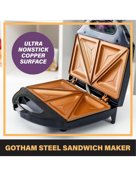 Sandwichera Antiadherente Gotham Steel 2 en 1 para 4 Sándwiches
