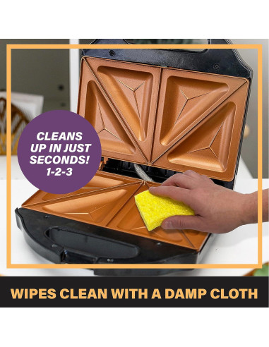 Sandwichera Antiadherente Gotham Steel 2 en 1 para 4 Sándwiches