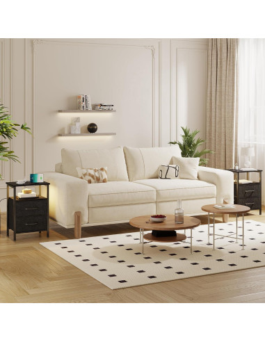 Conjunto de Mesitas de Noche TRIFEBLE SHNT062BK con Carga USB