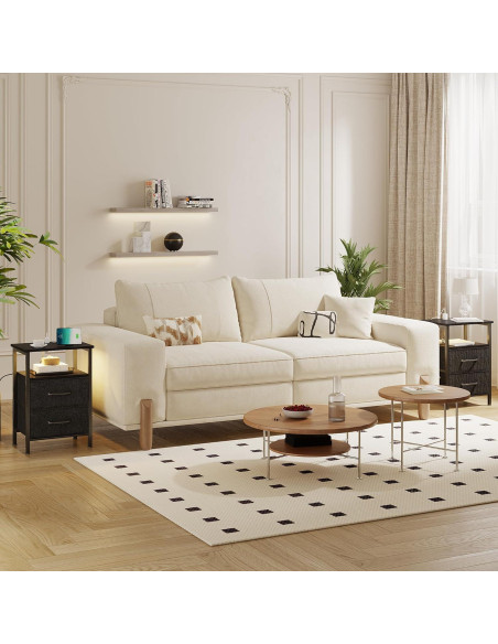 Conjunto de Mesitas de Noche TRIFEBLE SHNT062BK con Carga USB