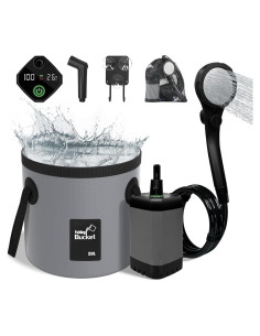 Ducha de Camping COKEJA 6000mAh con Cubo Plegable 20L