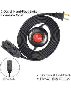 Cable de extensión Electes 2.44m con interruptor de pie y luz 2