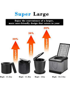 Inodoro Portátil GLXPJU XXXL Camping 43.9x40.6x40.6 cm 2
