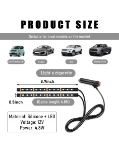 Tira de Luz LED KVAEY para Coche 12V RGB Interior 1.46m 2