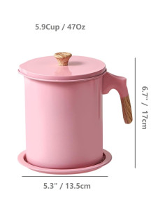 Contenedor de Grasa Tissting 1.4L con Colador y Tapa Rosa 2