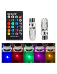 2 Pcs Bombilla LED T10 RGB FZSSHYG Control Remoto 16 Colores