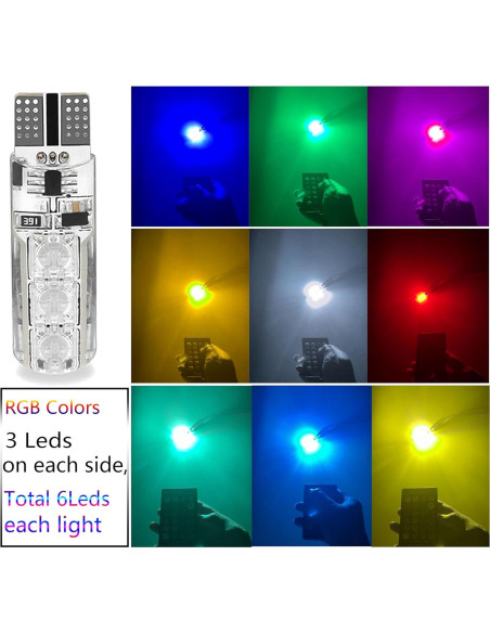 2 Pcs Bombilla LED T10 RGB FZSSHYG Control Remoto 16 Colores