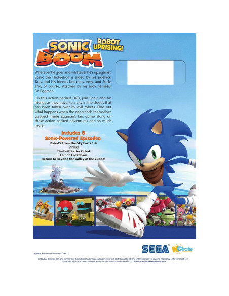 Película Sonic Boom Robot Uprising DVD NTSC 1h30m Película Sonic Boom Robot Uprising DVD NTSC 1h30m