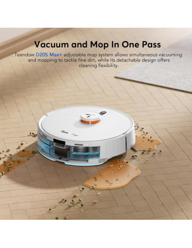 Aspiradora Robot Teendow D20SMAX+ 6000Pa con Mopa y Auto-Desvaciamiento
