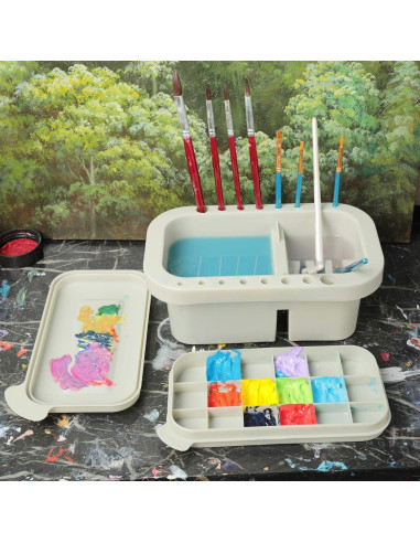 Limpiador de Pinceles MyLifeUNIT con Paleta y Lavabo Gris