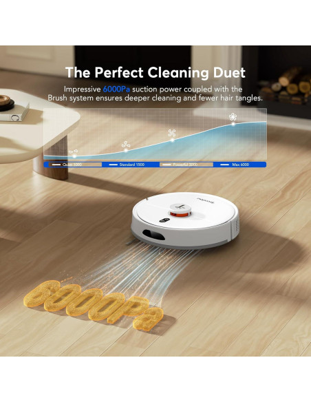 Aspiradora Robot Teendow D20SMAX+ 6000Pa con Mopa y Auto-Desvaciamiento