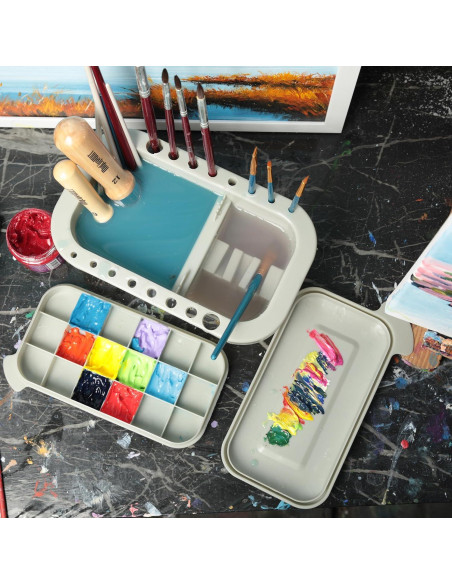 Limpiador de Pinceles MyLifeUNIT con Paleta y Lavabo Gris