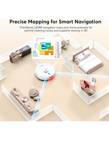 Aspiradora Robot Teendow D20SMAX+ 6000Pa con Mopa y Auto-Desvaciamiento