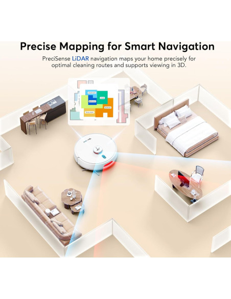 Aspiradora Robot Teendow D20SMAX+ 6000Pa con Mopa y Auto-Desvaciamiento