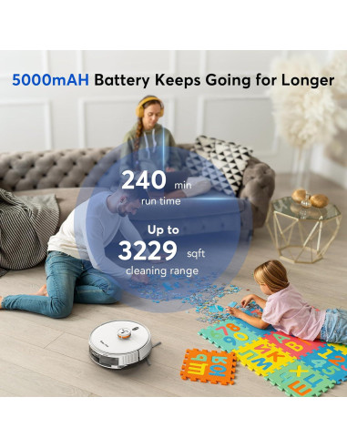 Aspiradora Robot Teendow D20SMAX+ 6000Pa con Mopa y Auto-Desvaciamiento